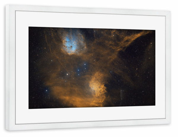 Poster mit Rahmen weiß "Zwei Emissionsnebel in HSO" artboxONE - Galaxy - Universum,Deepska,Sterne,Weltall,Weltraum,Astronomie,Astro,Nebel