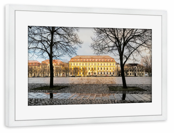 Poster mit Rahmen weiß "Auf dem Domplatz - Magdeburg" artboxONE - Städte,Architektur,Buchstaben / D,Buchstaben / M