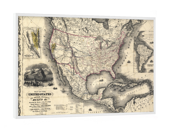 Poster mit weißem Rahmen "Bildkarte der Vereinigten Staaten" artboxONE - Architektur,Kartografie