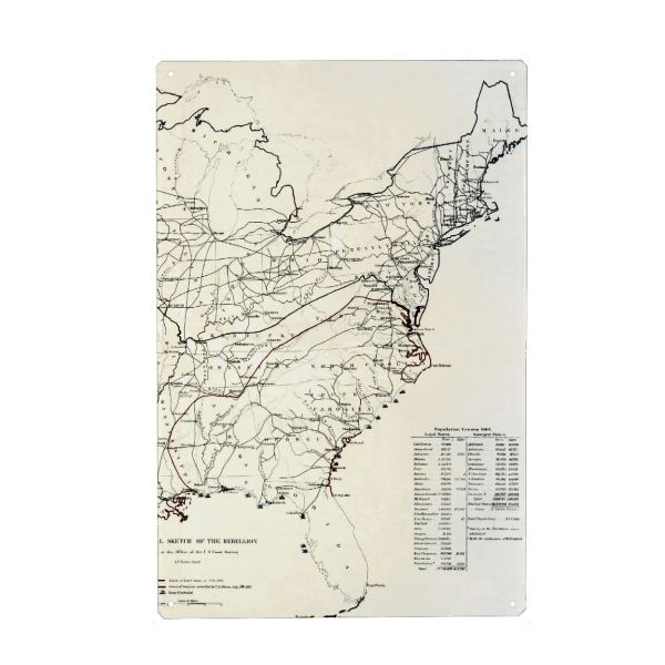 Metall Poster "Vereinigte Staaten - Karte" artboxONE - Städte,Kartografie