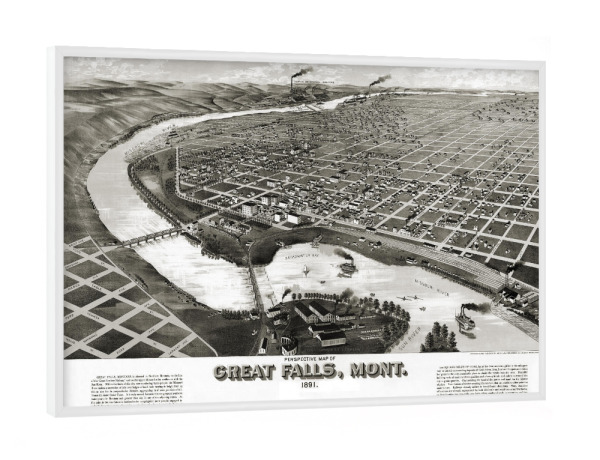 Poster mit weißem Rahmen "Alte Karte Montana" artboxONE - Architektur,Kartografie