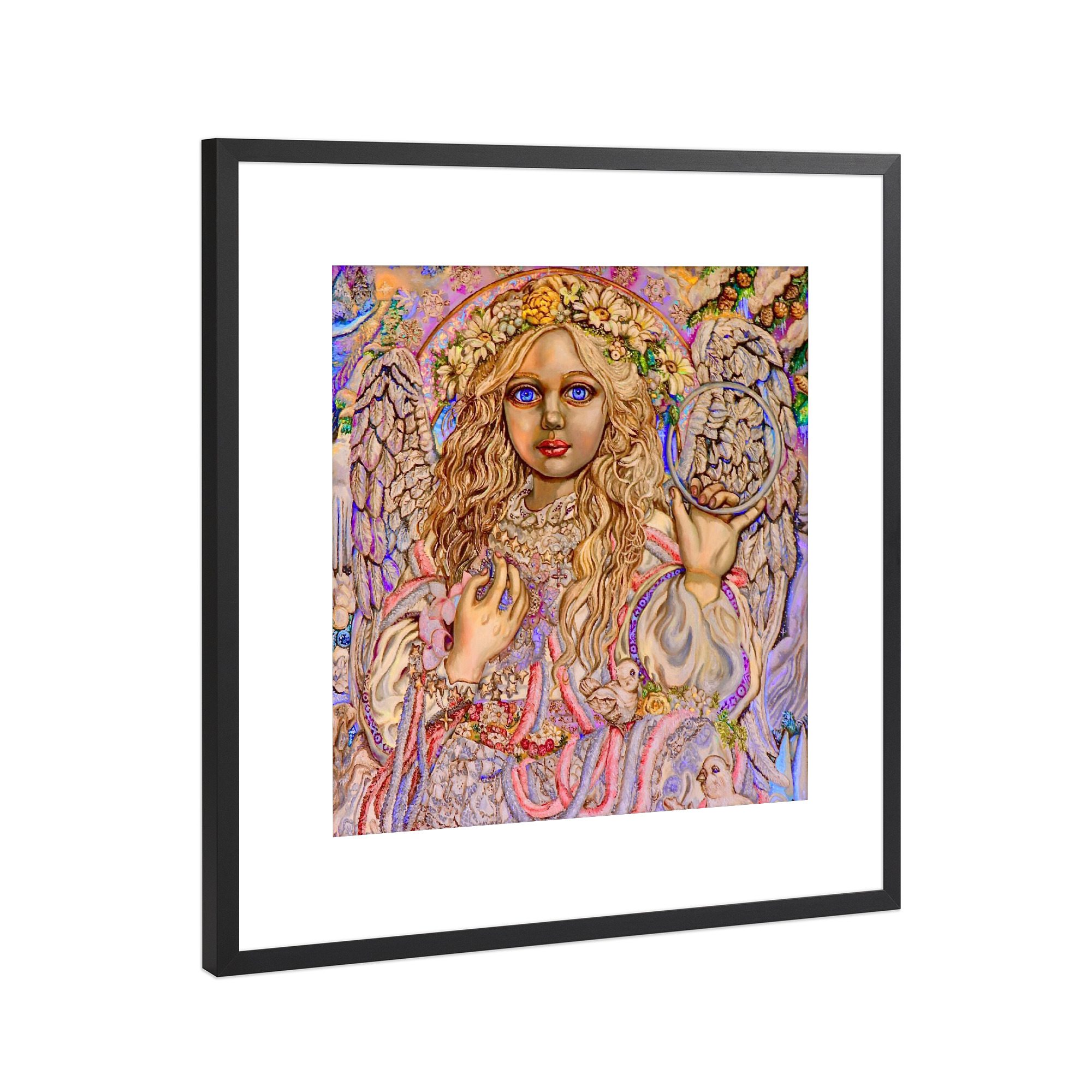 Poster mit Rahmen Schwarz (Metallic) "Engel Mädchen" artboxONE - Menschen,Weihnachten - Engel,Fantasie,Religion