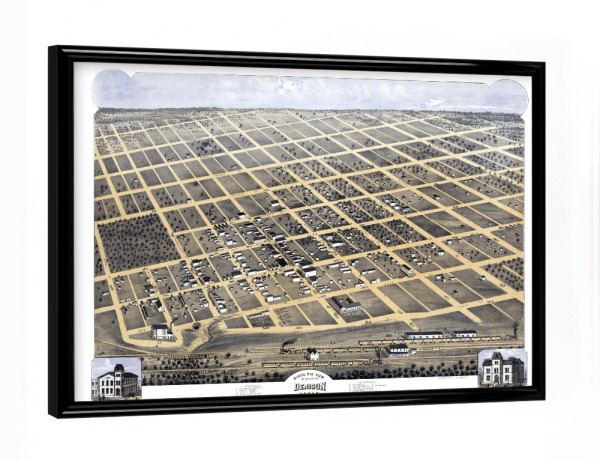 Poster mit schwarzem Rahmen "Karte von denison - texas" artboxONE - Kartografie