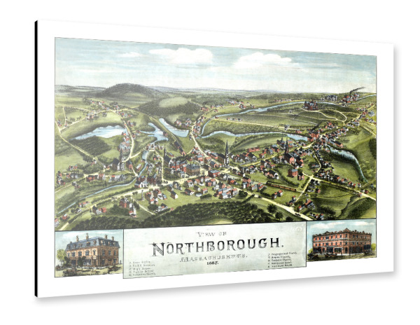 Alu-Dibond "Alte Karte von Northborough" 30x20 cm artboxONE