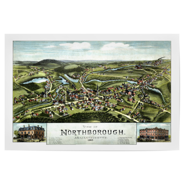 Poster "Alte Karte von Northborough" artboxONE - Kartografie - Karte,Plan,Antik,Retro,Alt,Karten,Karte der welt,Illustration,Northborough