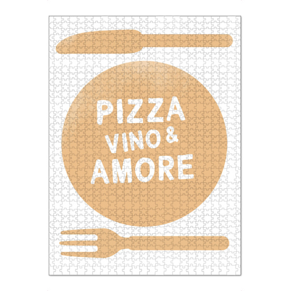 Puzzle Ravensburger "Pizza, Vino & Amore I Set orange" artboxONE - Typografie,Essen & Trinken,Liebe,Essen & Trinken / Alkohol,Lustig