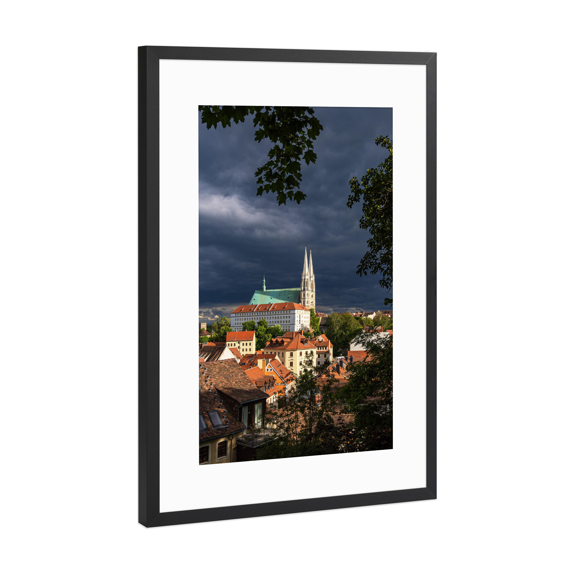 Poster mit Rahmen Schwarz (Metallic) "Stadt, Peterskirche, Wolken" artboxONE - Natur,Reise,Architektur,Städte / Weitere