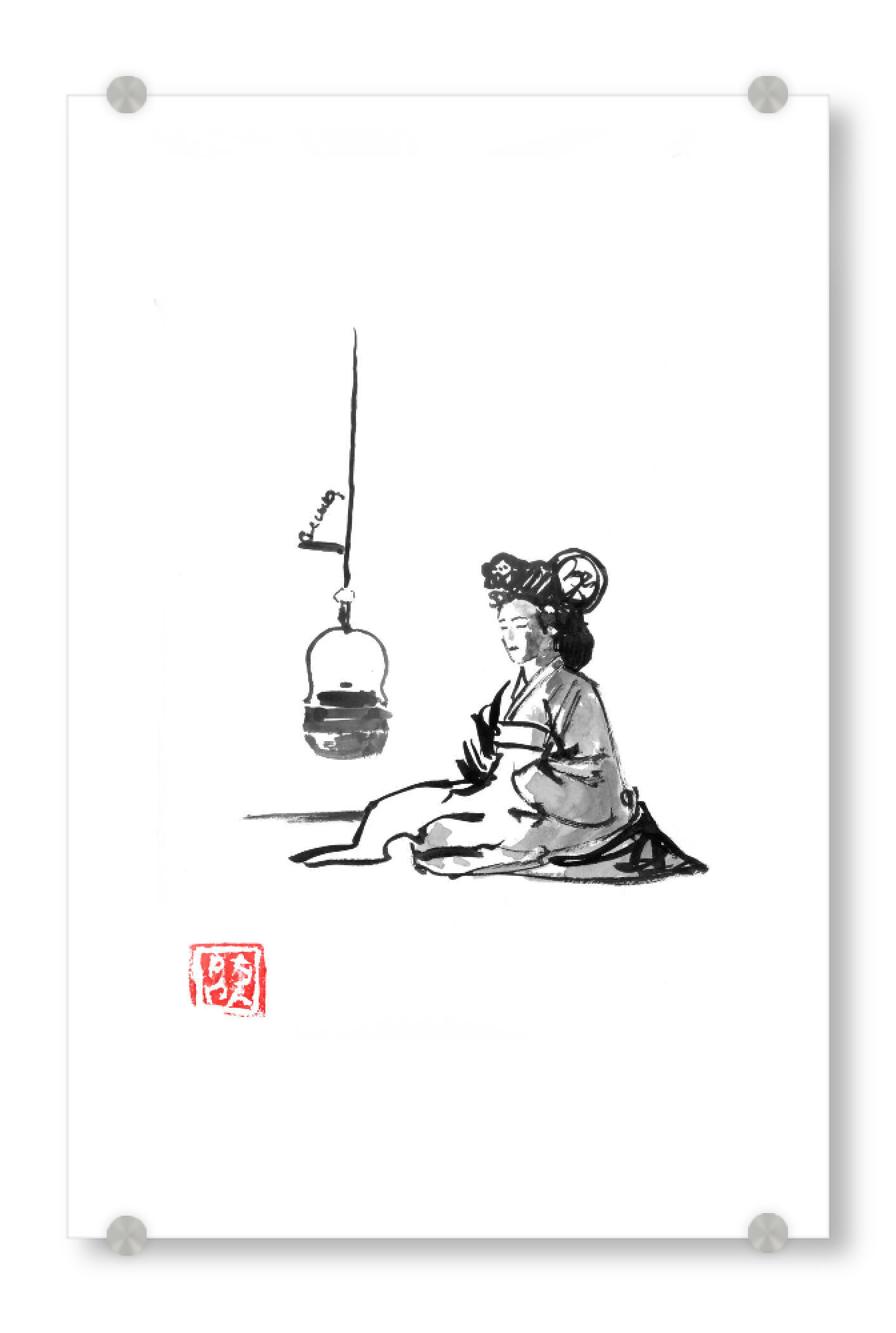 Acrylglasbild "Teezeit für Geisha" artboxONE - Schwarzweiß,Reise / Asien - Tee,Geisha,Japan,Sumie,Schwarzweiß