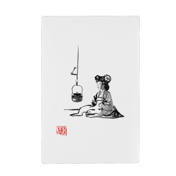 Holzbild "Teezeit für Geisha" artboxONE - Schwarzweiß,Reise / Asien - Tee,Geisha,Japan,Sumie,Schwarzweiß