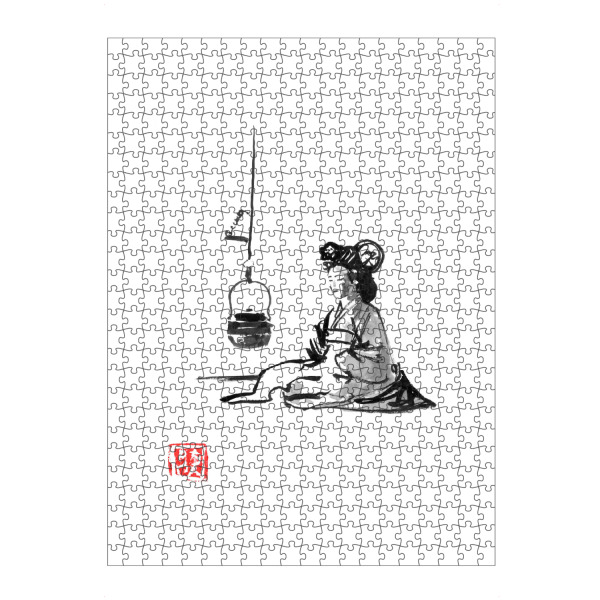 Puzzle Ravensburger "Teezeit für Geisha" artboxONE - Schwarzweiß,Reise / Asien - Tee,Geisha,Japan,Sumie,Schwarzweiß - Bild tee