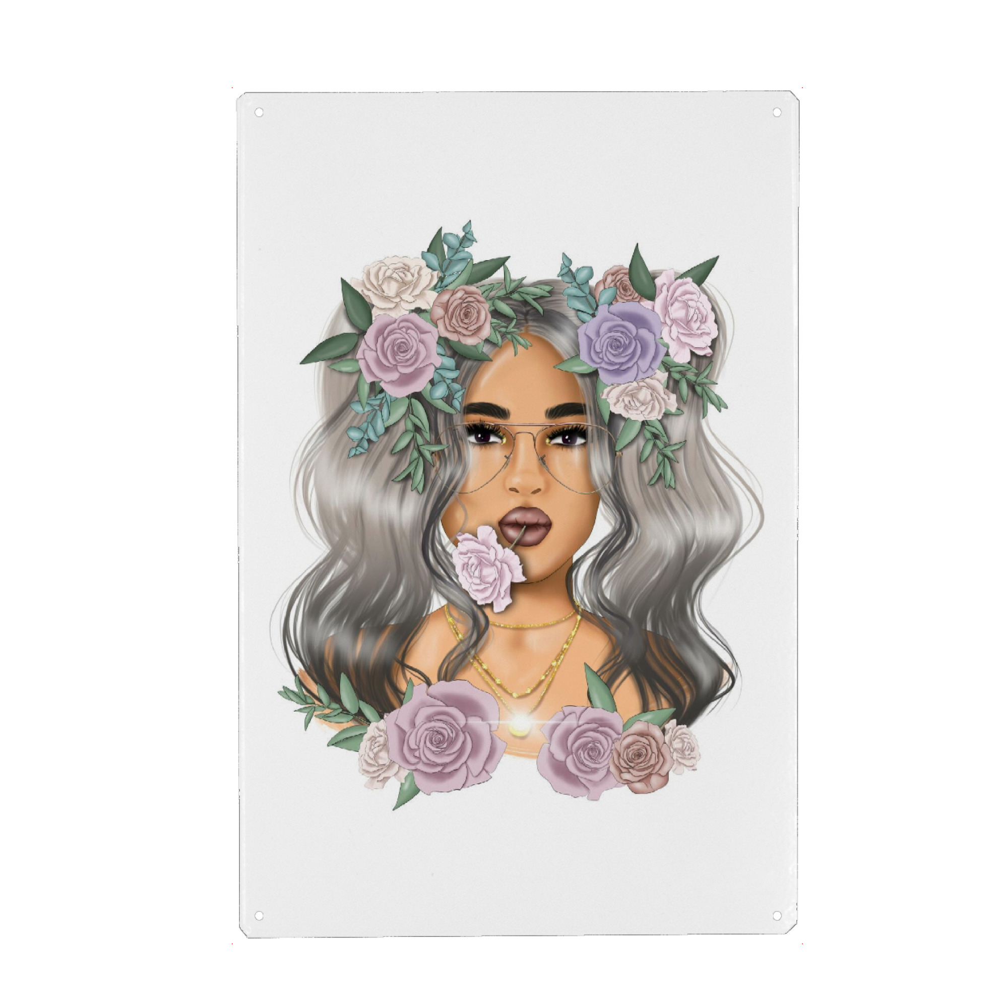 Holzbild "Blumenmädchen-Pferdeschwänze" artboxONE - Floral,Menschen,Fashion,Für Mama,Festivals