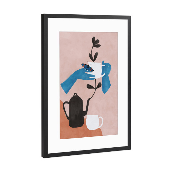 Poster mit Rahmen Schwarz (Metallic) "Frühlingskaffee von TAS" artboxONE - Floral,Essen & Trinken,Abstrakt