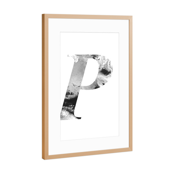 Poster mit Rahmen Kupfer "Buchstabe Alphabet P" artboxONE - Typografie,Schwarzweiß,Buchstaben,Buchstaben / P