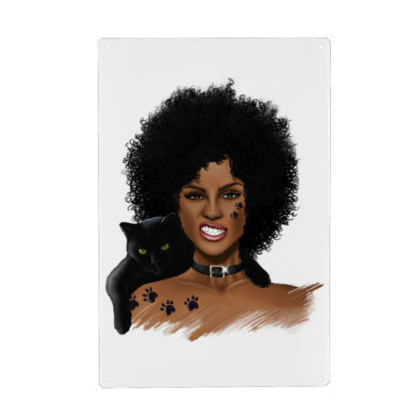 Metall Poster "Mädchen mit schwarzer Katze" artboxONE - Tiere,Liebe,Fashion,Für Mama