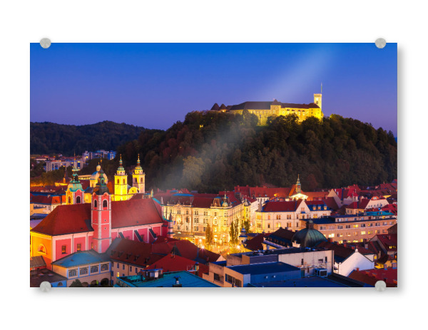 Acrylglasbild "Ljubljana bei Nacht, Slowenien" artboxONE - Städte,Reise,Architektur
