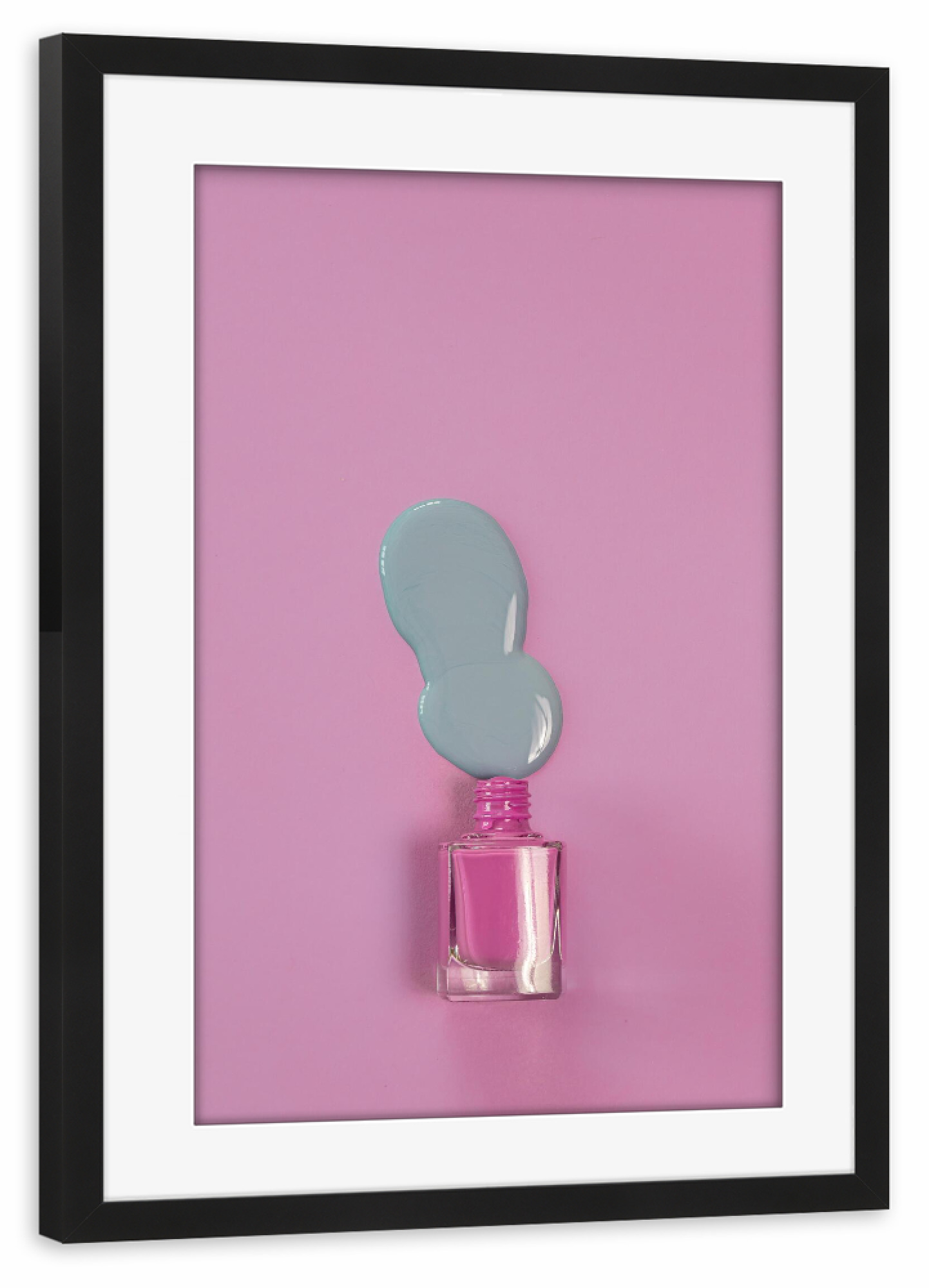 Poster mit Rahmen schwarz "Nagellack rosa lila" artboxONE - Fashion - Farben,Essie,Nagellack,Beauty,Kosmetik,Frauen,Makro,Makrofotografie,Popart