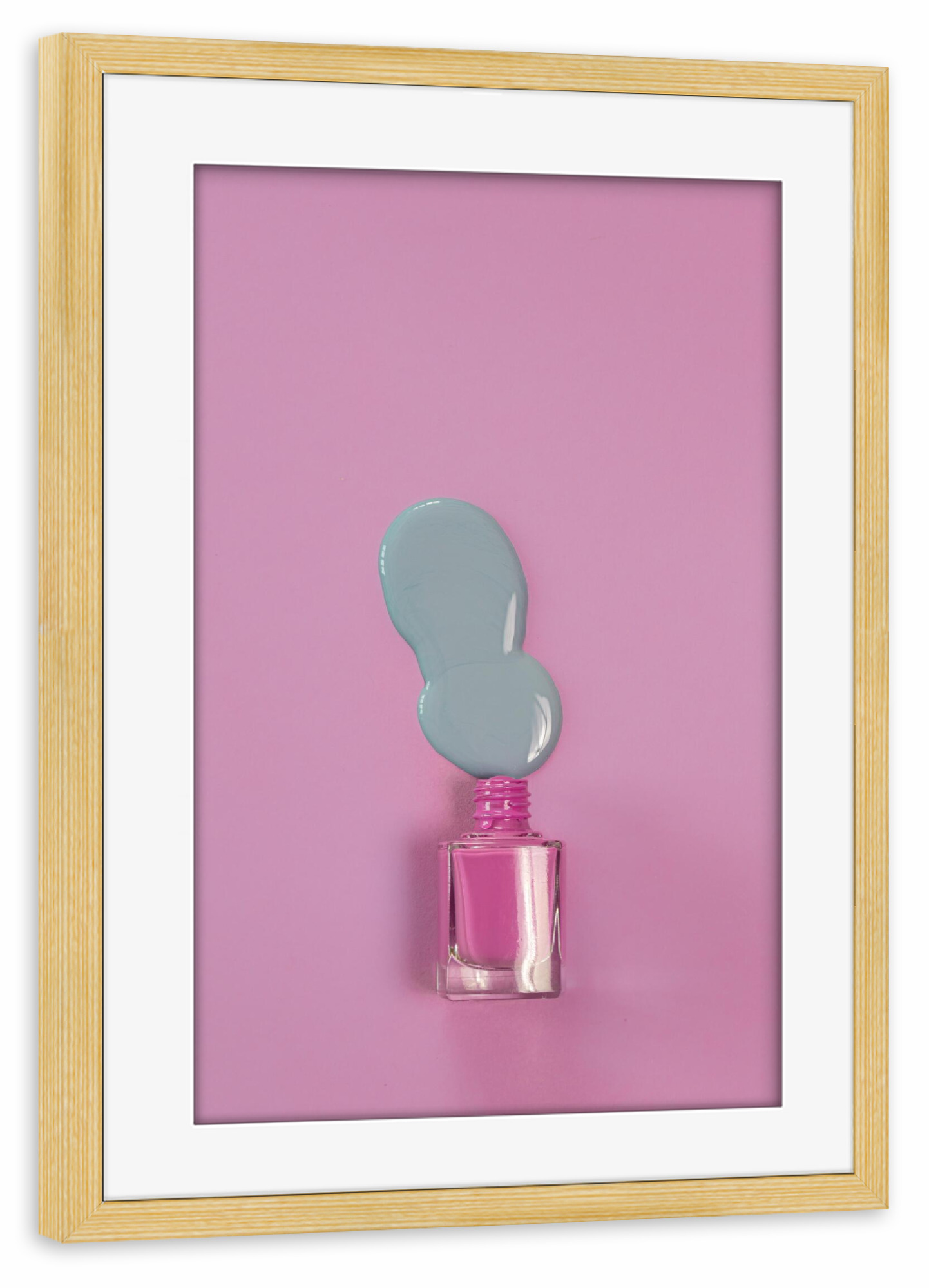 Poster mit Rahmen kiefer "Nagellack rosa lila" artboxONE - Fashion - Farben,Essie,Nagellack,Beauty,Kosmetik,Frauen,Makro,Makrofotografie,Popart