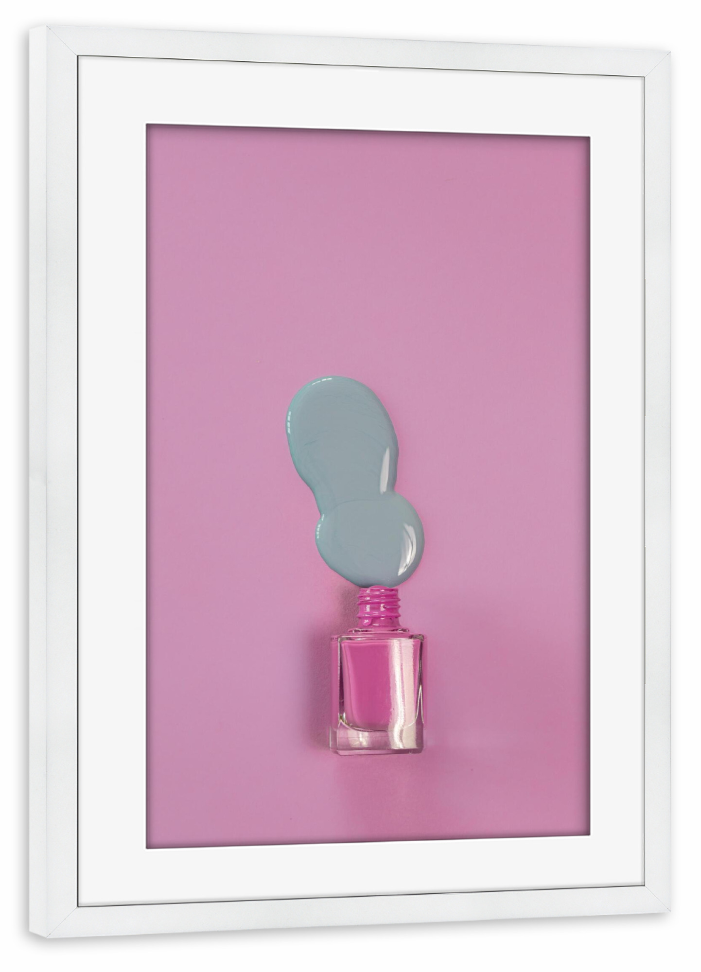 Poster mit Rahmen weiß "Nagellack rosa lila" artboxONE - Fashion - Farben,Essie,Nagellack,Beauty,Kosmetik,Frauen,Makro,Makrofotografie,Popart