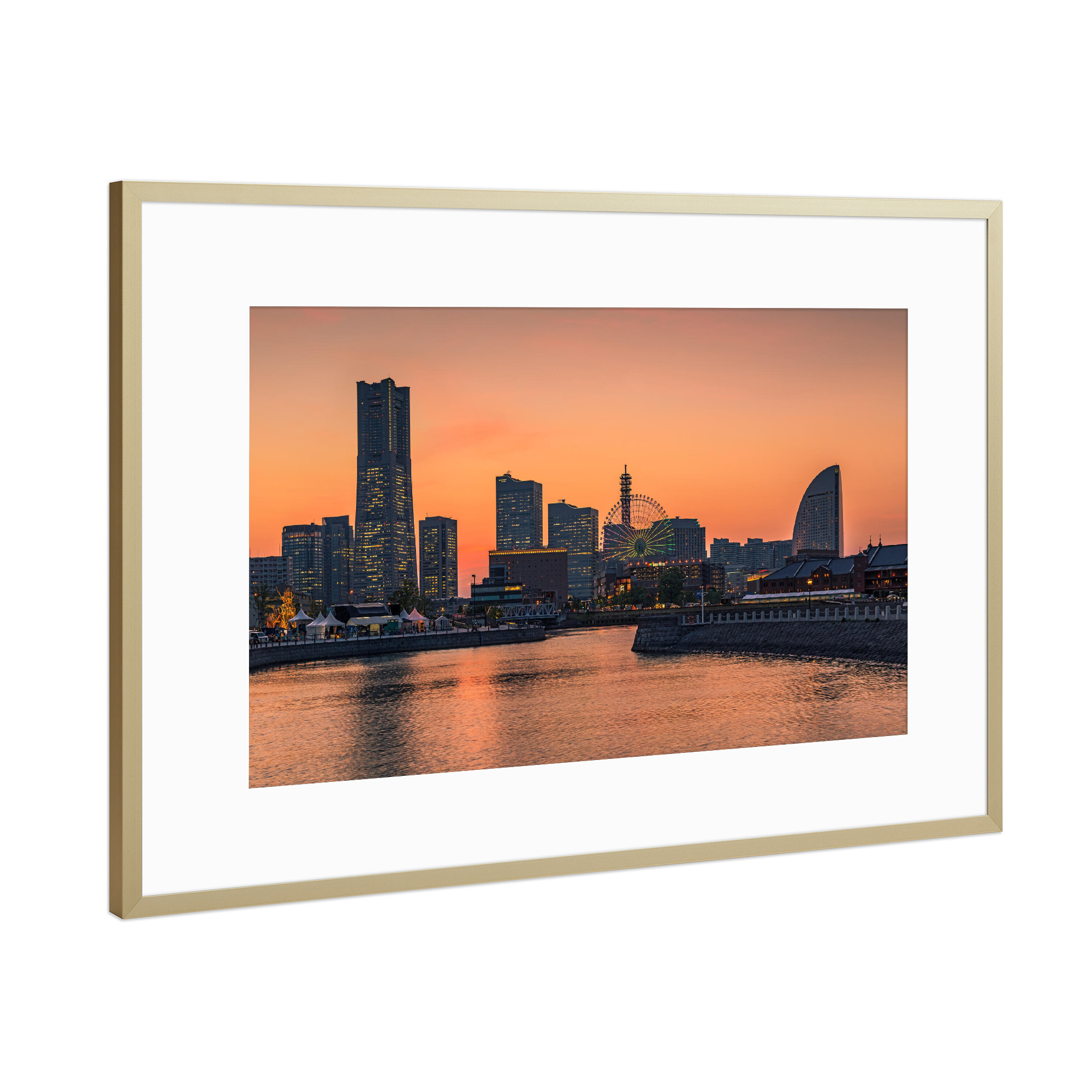 Poster mit Rahmen Gold "Yokohama, Japan" artboxONE - Städte,Architektur,Reise / Asien
