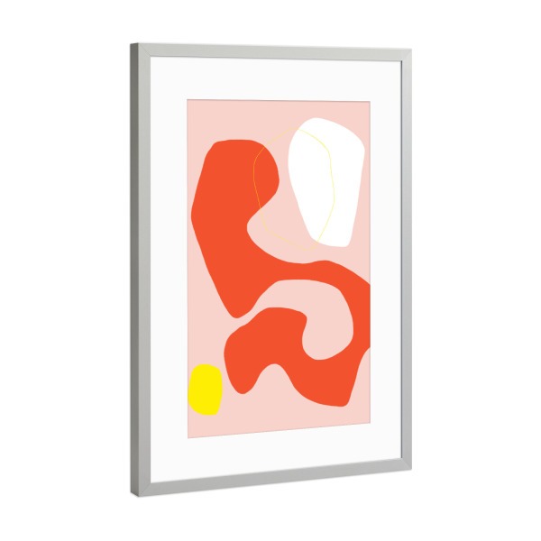 Poster mit Rahmen Silber "Coral Dancer" artboxONE - Abstrakt,Geometrie - Koralle,Abstrakte kunst,Farbenfroh,Pink,Abstrakt,Formen,Geometrie