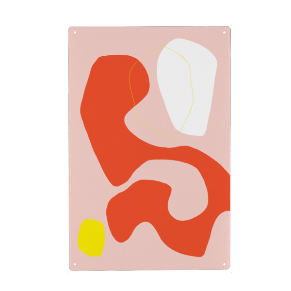 Metall Poster "Coral Dancer" artboxONE - Abstrakt,Geometrie - Koralle,Abstrakte kunst,Farbenfroh,Pink,Abstrakt,Formen,Geometrie - Blechschild