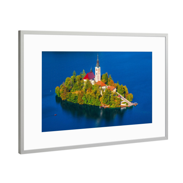 Poster mit Rahmen Silber "Insel Bled, Slowenien" artboxONE - Natur,Reise,Architektur