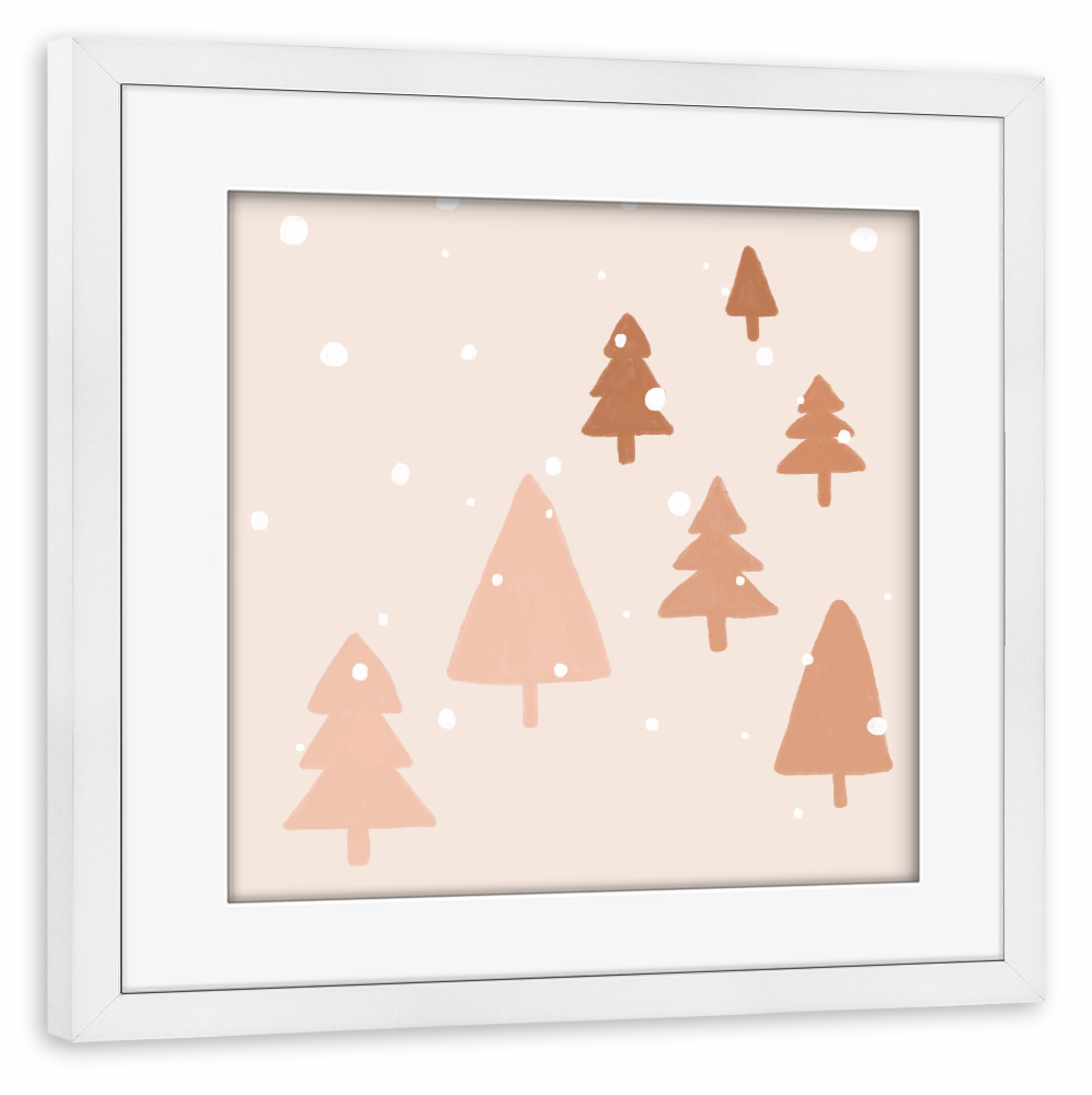 Poster mit Rahmen weiß "Pastellwinterbäume" artboxONE - Natur,Für Kinder,Abstrakt,Geometrie,Weihnachten