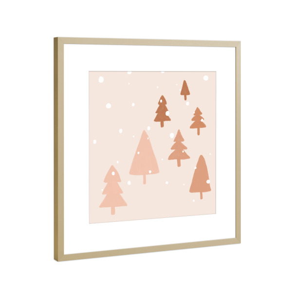 Poster mit Rahmen Gold "Pastellwinterbäume" artboxONE - Natur,Für Kinder,Abstrakt,Geometrie,Weihnachten