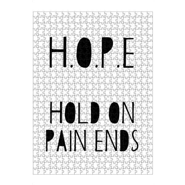 artboxONE Puzzle "H.O.P.E" artboxONE - Typografie - Hope,Hoffnung,Schmerz,Pain,Faith,Glaube,Zuversicht,Resilienz,Mut,Stärke,Geduld,Typografie