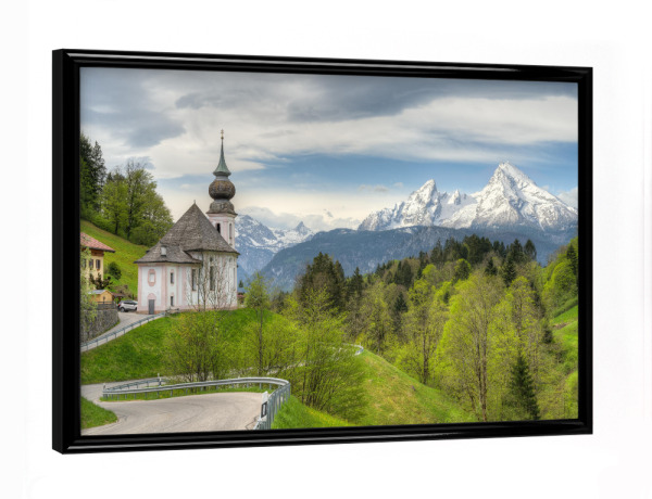 Poster mit schwarzem Rahmen "Maria Gern in Berchtesgaden" artboxONE - Natur,Reise