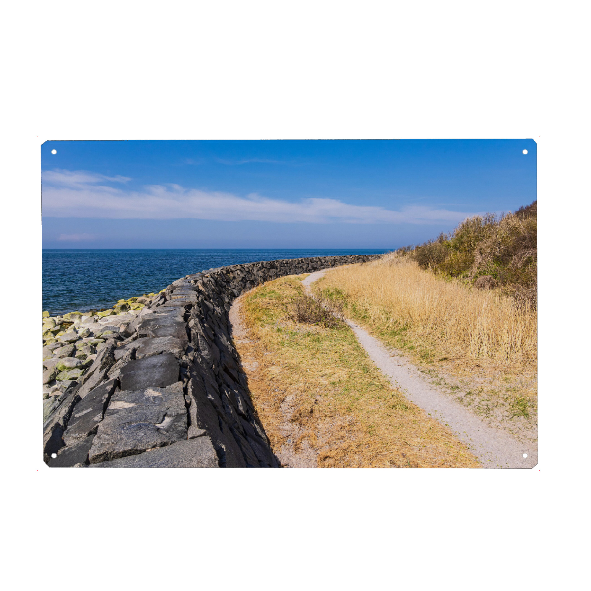 Holzbild "Steinwall, Küste, Ostsee" artboxONE - Natur,Reise,Architektur,Reise / Strand und Meer