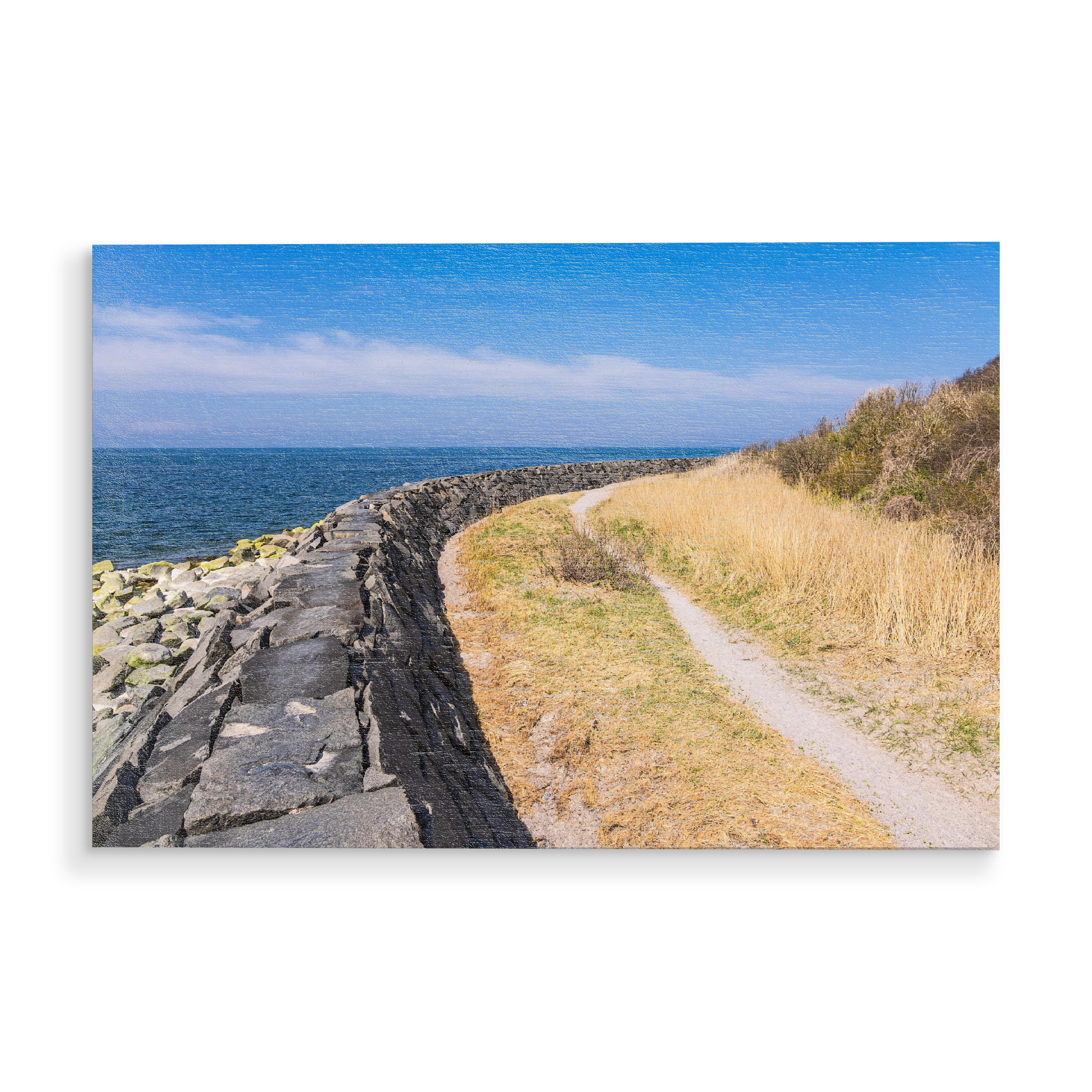 Holzbild "Steinwall, Küste, Ostsee" artboxONE - Natur,Reise,Architektur,Reise / Strand und Meer