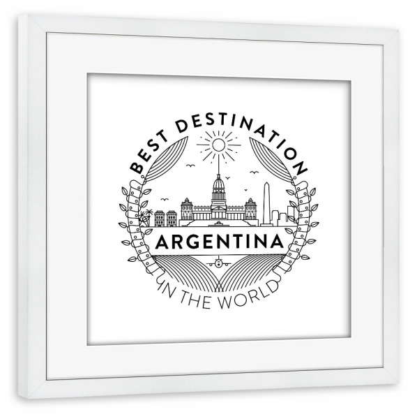 Poster mit Rahmen weiß "Argentinien-Abzeichen" artboxONE - Städte,Reise,Reise / Länder