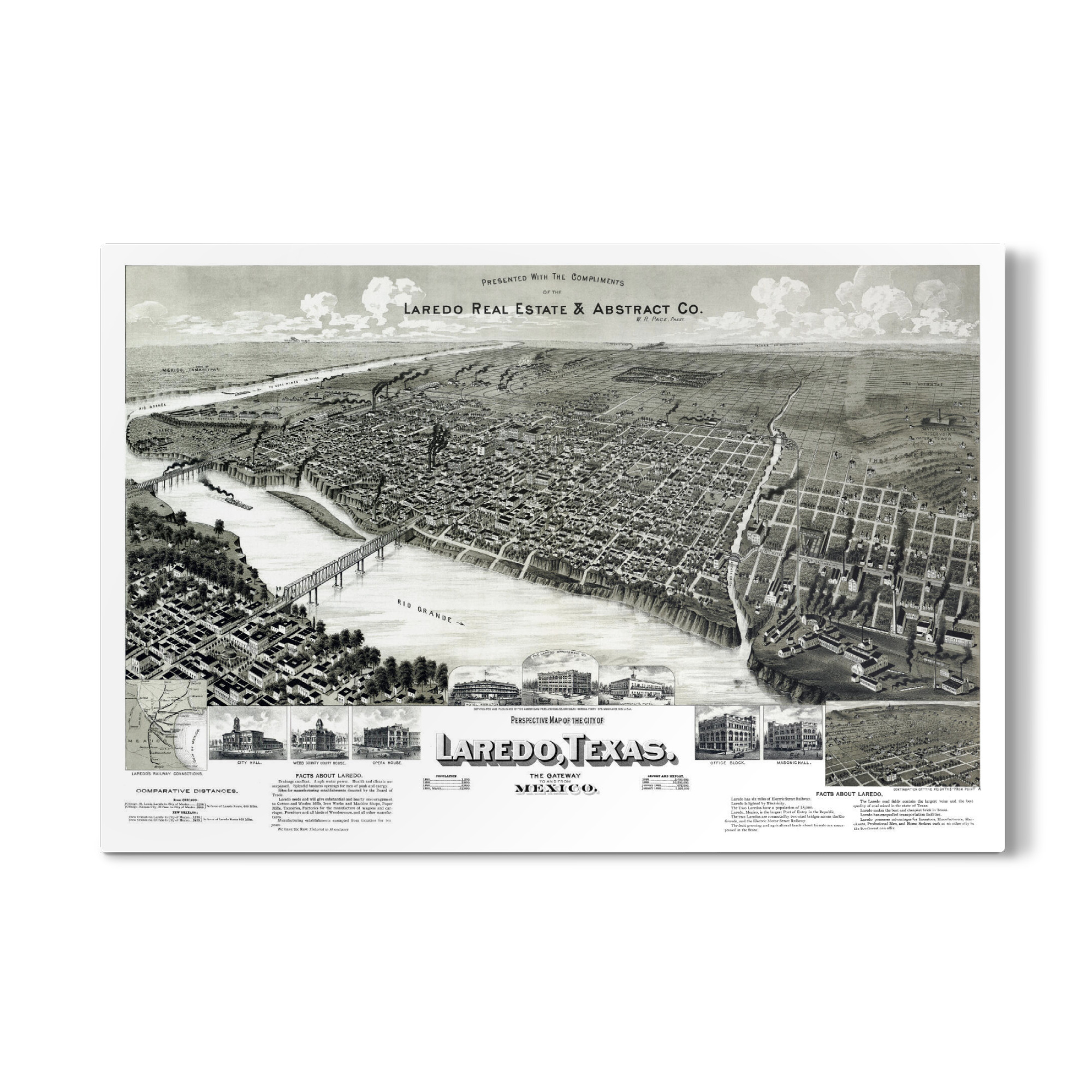 Galerie-Print "Karte von Laredo - Texas" 75x50 cm artboxONE