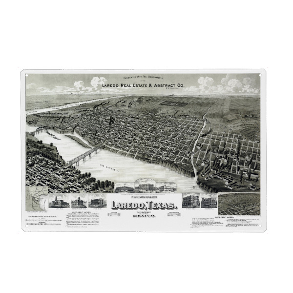 Metall Poster "Karte von Laredo - Texas" artboxONE - Kartografie
