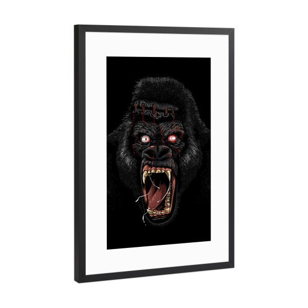 Poster mit Rahmen Schwarz (Metallic) "Zombie-Gorilla" artboxONE - Tiere