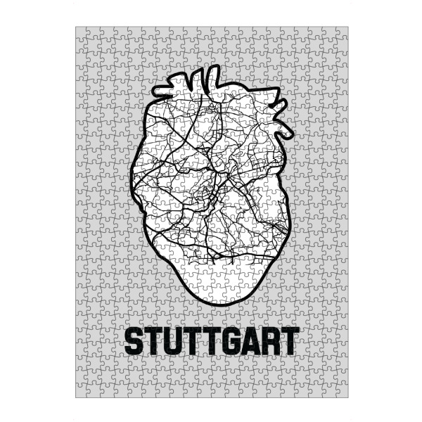 Puzzle Ravensburger "Stuttgart Herzkarte - weiß" artboxONE - Reise,Städte / Stuttgart,Kartografie