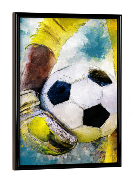 Poster mit schwarzem Rahmen "Torhüter-Fußball-Kunst" artboxONE - Sport,Sport / Fußball - Fußball,Fußball,Ball,Torhüter,Tor,Aquarell,Sport