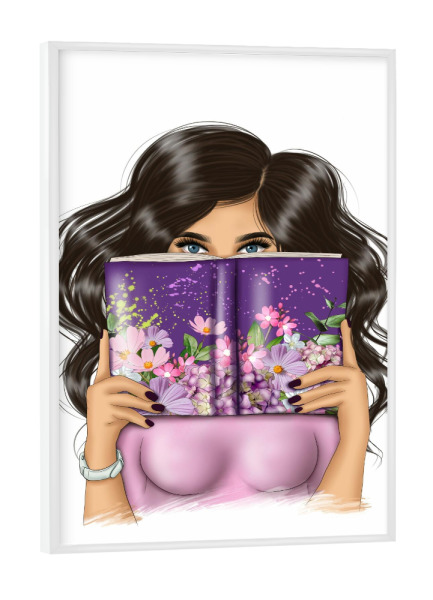Poster mit weißem Rahmen "Mädchen-Illustration | Blumen" artboxONE - Floral,Fashion,Für Mama,Lustig