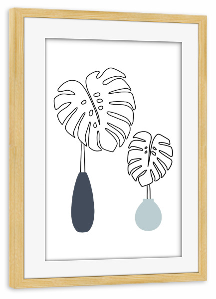 Poster mit Rahmen kiefer "Philodendron Vase" artboxONE - Natur,Floral,Abstrakt,Geometrie