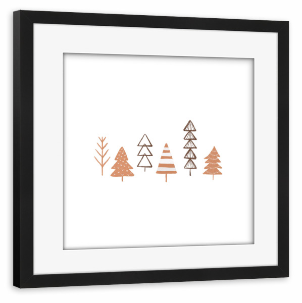 Poster mit Rahmen schwarz "Winterbäume Illustration" artboxONE - Natur,Abstrakt,Weihnachten,Arcadia