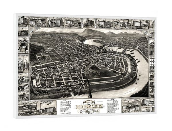 Poster mit weißem Rahmen "Karte von Holyoke Massachusetts" artboxONE - Kartografie