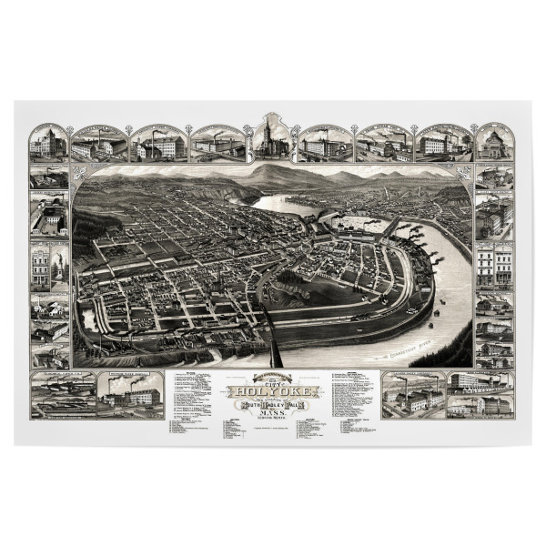 Poster 30x20 cm "Karte von Holyoke Massachusetts" artboxONE - Kartografie