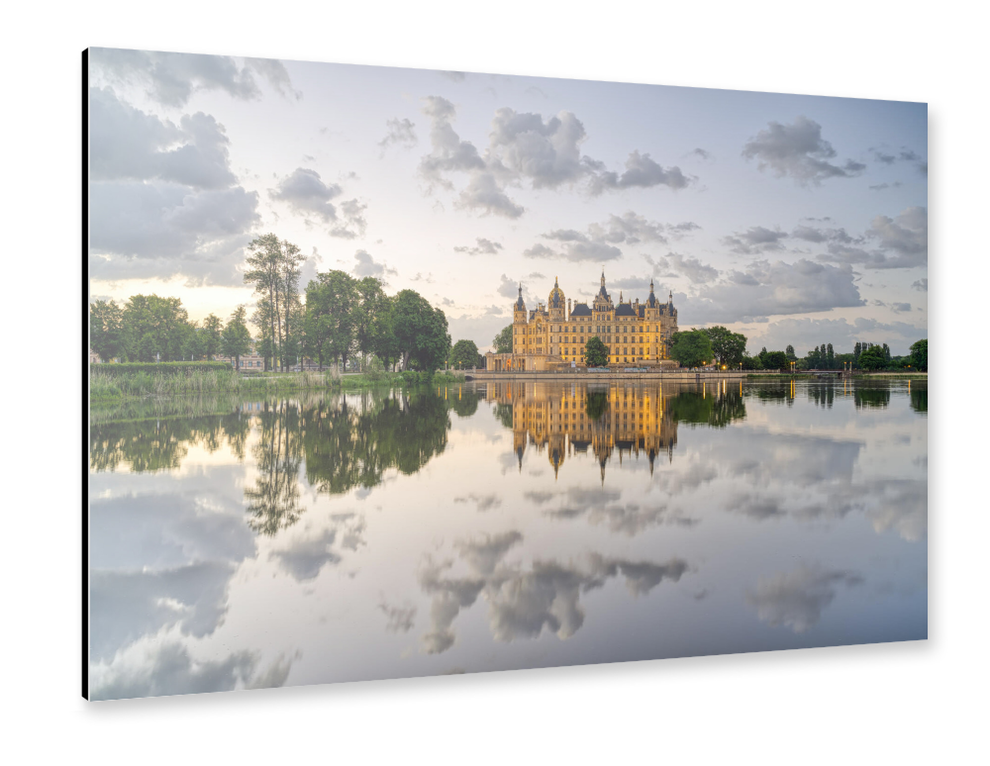 Alu-Dibond "Schweriner Schloss am Morgen" 30x20 cm artboxONE