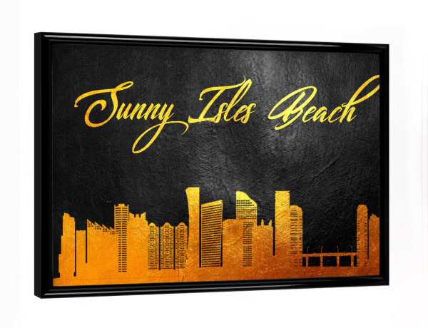 Poster mit schwarzem Rahmen "Sonniger Insel-Strand Florida" artboxONE - Städte - Sunny isles beach,Florida,Gold,Skyline,Stadt