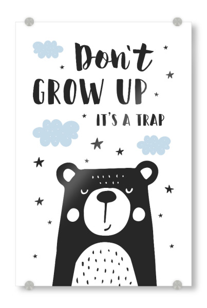 Acrylglasbild "Don't Grow Up It's A Trap" artboxONE - Typografie,Für Kinder,Lustig
