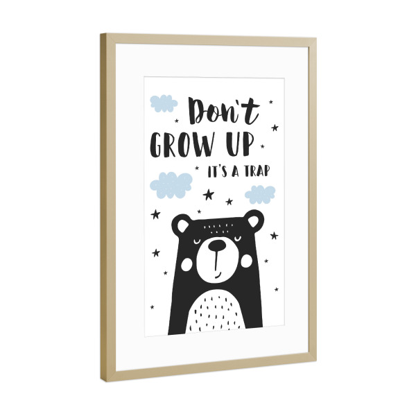Poster mit Rahmen Gold "Don't Grow Up It's A Trap" artboxONE - Typografie,Für Kinder,Lustig