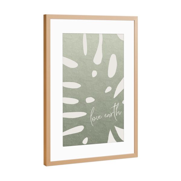 Poster mit Rahmen Kupfer "Liebe die Erde" artboxONE - Typografie,Natur,Floral