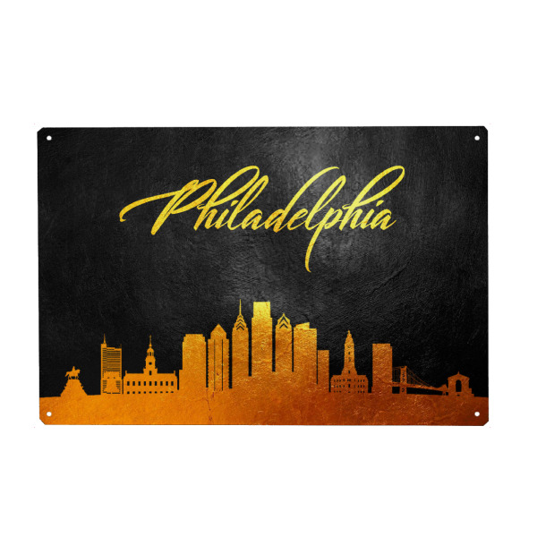 Holzbild "Philadelphia-Pennsylvania-Gold" artboxONE - Städte - Philadelphia,Pennsylvania,Gold,Skyline