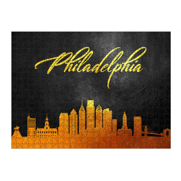 Puzzle Ravensburger "Philadelphia-Pennsylvania-Gold" artboxONE - Städte - Philadelphia,Pennsylvania,Gold,Skyline - Bild philadelphia